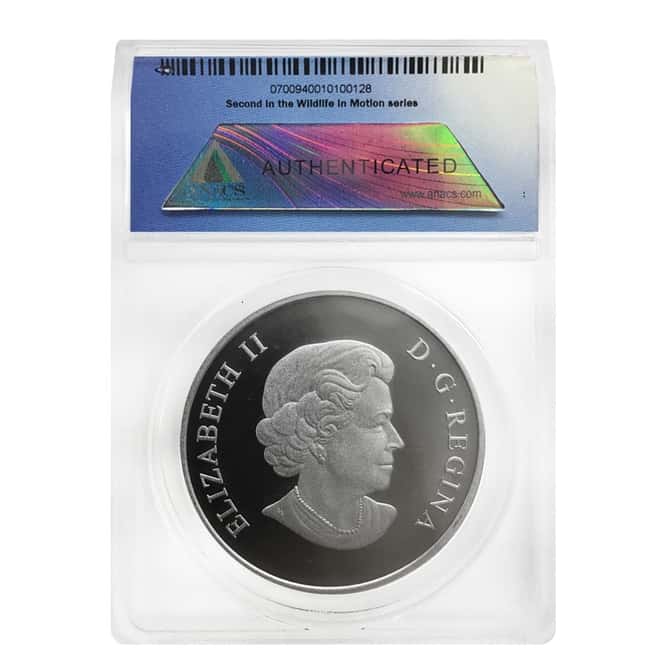 2014 1 oz Silver Canadian Grizzly Bear Matte Proof $100 Coin ANACS SP 70 First Release
