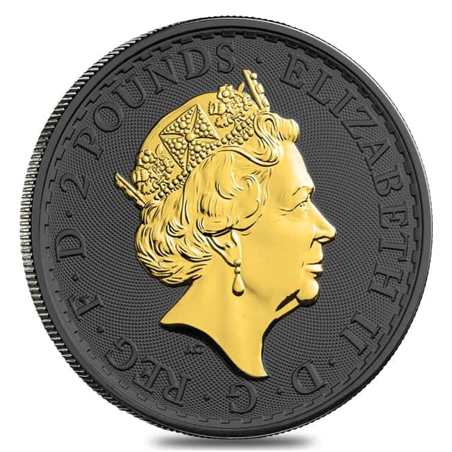 2019 Great Britain 1 oz Silver Valiant Coin Black Ruthenium 24K Gold Edition (w/Box & COA)