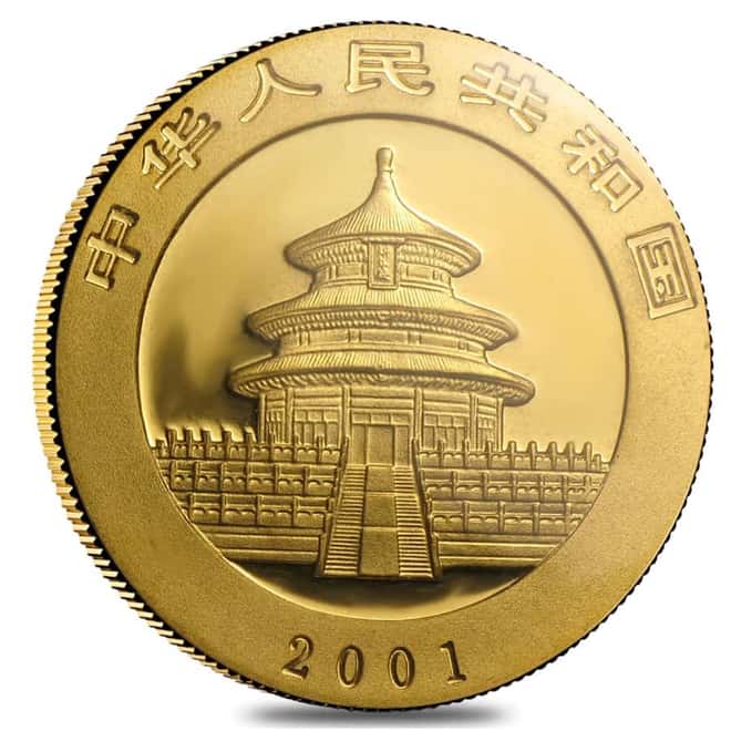 2001 1 oz Chinese Gold Panda 500 Yuan BU (Sealed)