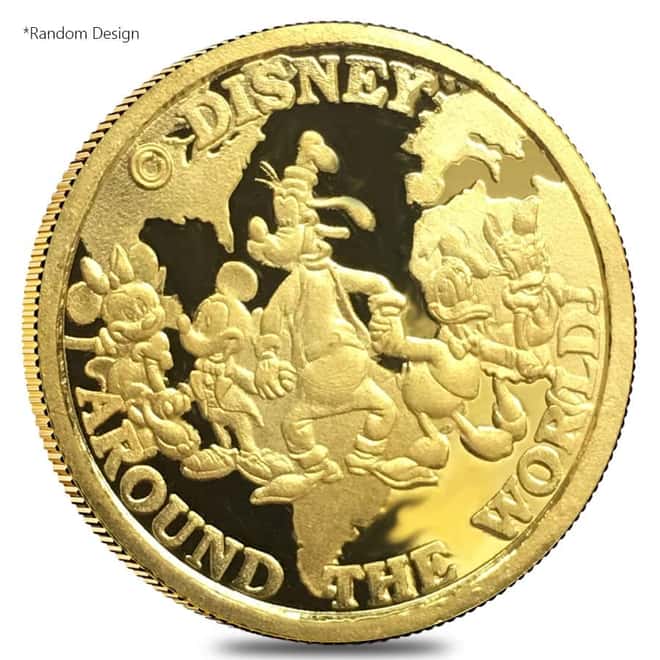 Rarities Mint 1/4 oz Proof Gold Disney Around The World Round (In Cap, Random Design)