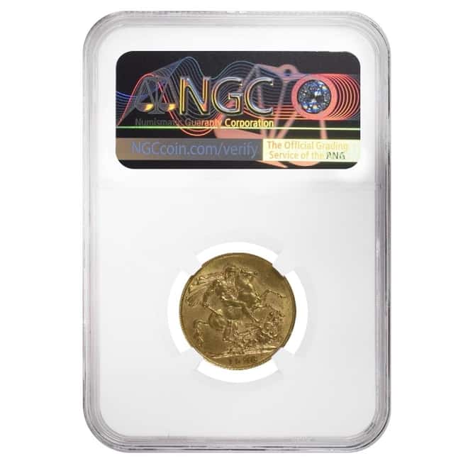 1928-SA Gold South Africa Gold Sovereign George V NGC AU 58 Mint Error