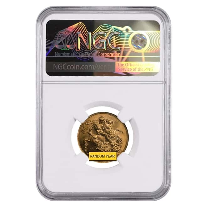 Gold Sovereign Coin NGC/PCGS MS 63 (Random Year)