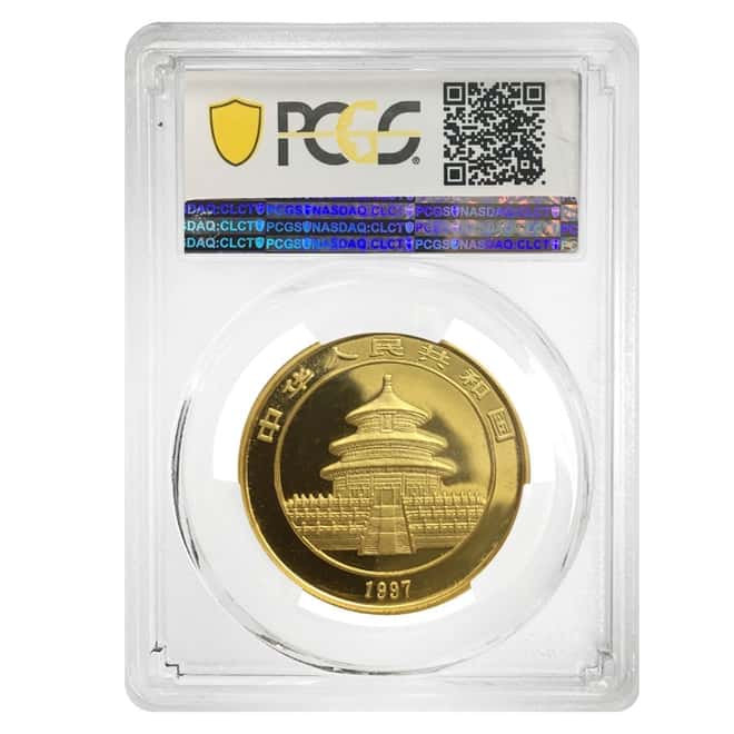 1997 1 oz Chinese Gold Panda 100 Yuan Small Date PCGS MS 68