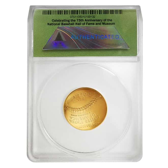 2014 W $5 Gold National Baseball Hall of Fame Coin ANACS MS 70 FDOI