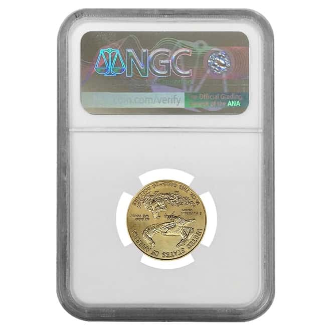2018 1/4 oz $10 Gold American Eagle NGC MS 70 FDOI (Ronald Reagan Facsimile Sign)