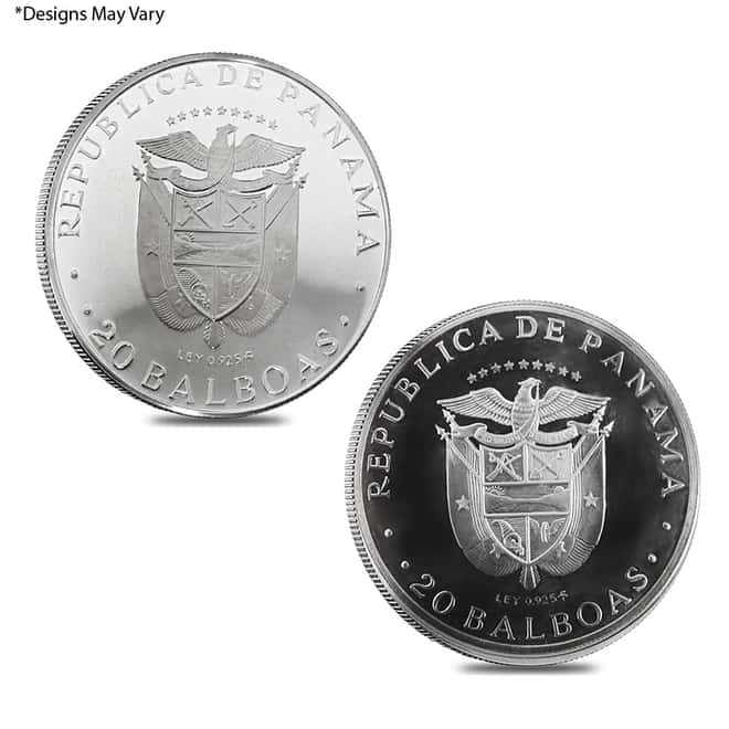 Panama 20 Balboas Silver Coin ASW 3.854 oz AU/BU/PF (Random Year 1971 - 1979)