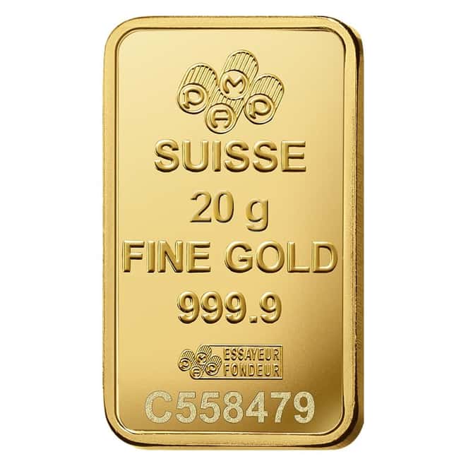 20 Gram PAMP Suisse Rosa Gold Bar .9999 Fine (in Assay)