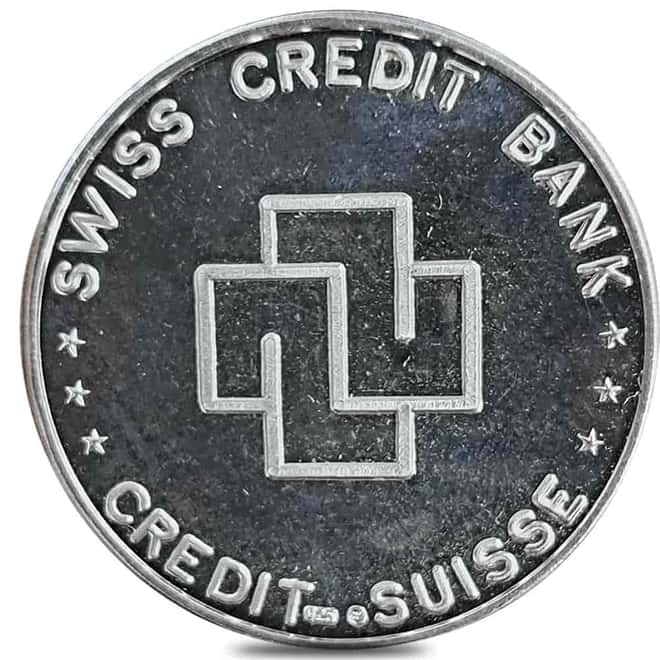 0.446 oz Credit Suisse Silver Round 0.925 Fine