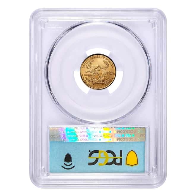 1/10 oz $5 Gold American Eagle PCGS MS 69 (9-11-01 WTC Ground Zero Label, Random Year)