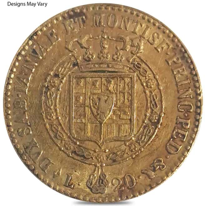 1816-1820 20 Lire Italy Sardinia Gold Coin Cleaned (Random Year)