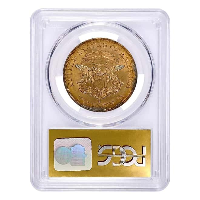 1857 S $20 Liberty Head Gold Double Eagle SS Central America PCGS MS 63 (w/Box & COA)