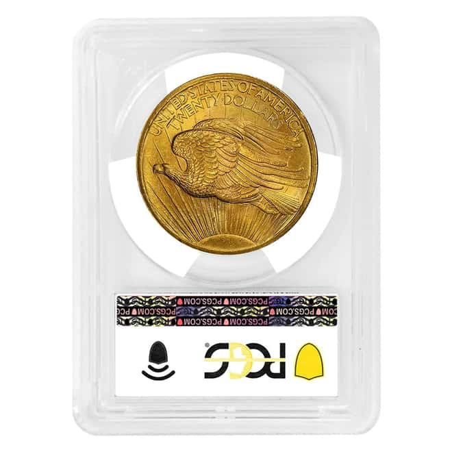 1907 $20 Gold Saint Gaudens Double Eagle Coin PCGS MS 64+