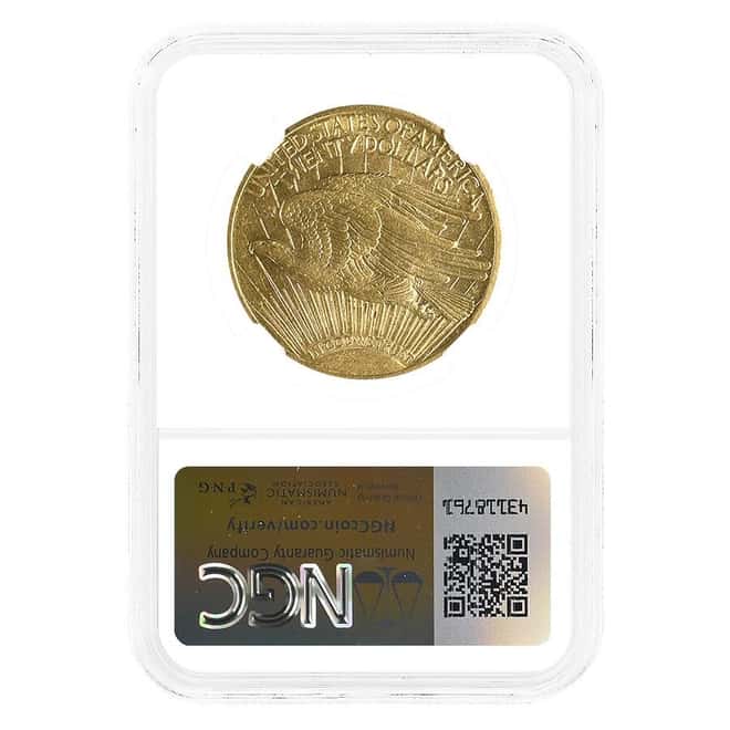 1909/8 $20 Gold Saint Gaudens Double Eagle Coin NGC AU 58