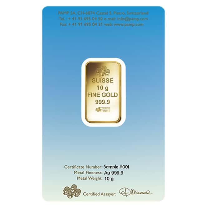 10 gram PAMP Suisse Gold Bar - Buddha (in Assay) .9999 Fine 
