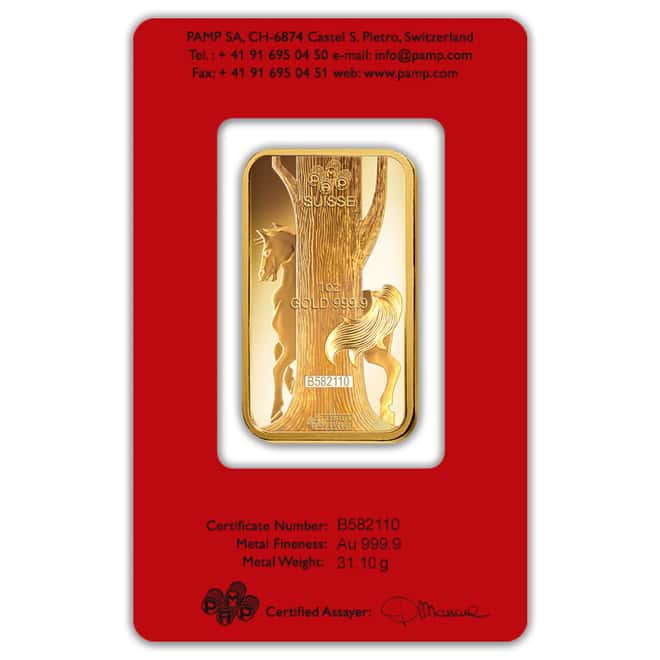 1 oz PAMP Suisse Year of the Horse Gold Bar (In Assay)