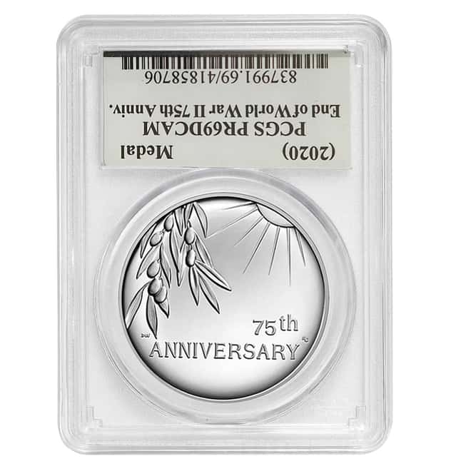1 oz End of WWII 75th Anniversary Proof Silver Medal PCGS PF 69 (Iwo Jima Label)