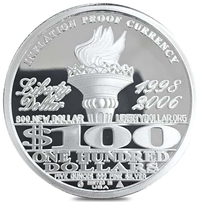 2006 5 oz NORFED Liberty Dollar Silver Round .999 Fine