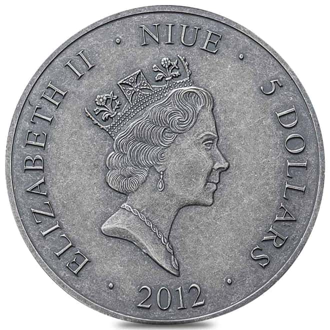 2012 Niue 2 oz War of 1812 High Relief Antiqued Silver Coin