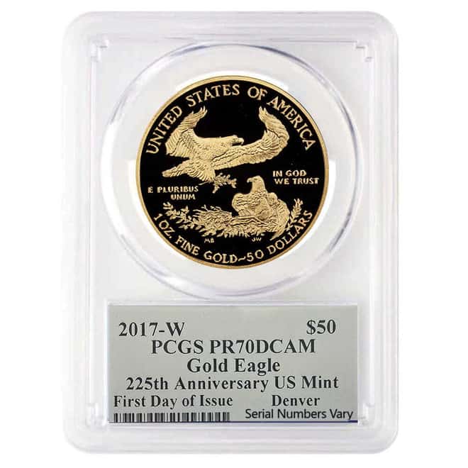 2017-W 1 oz $50 Proof Gold American Eagle PCGS PF 70 FDOI (Edmund C. Moy)