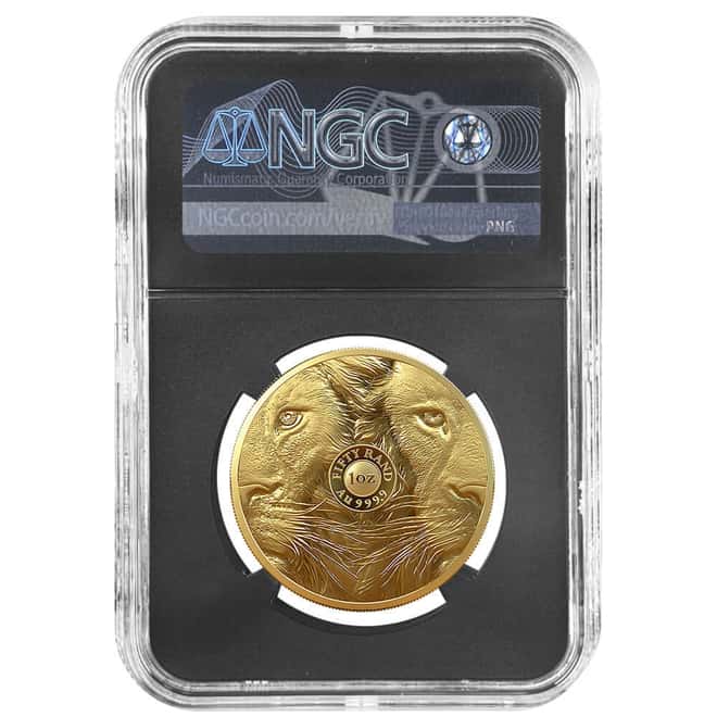 2019 South Africa 1 oz Proof Gold Big 5 Lion NGC PF 70 FD Tumi Tsehlo (w/Box & COA)