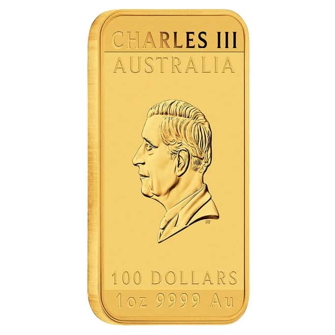 2025 1 oz Gold Australian Dragon Rectangular Coin Bar $100 BU