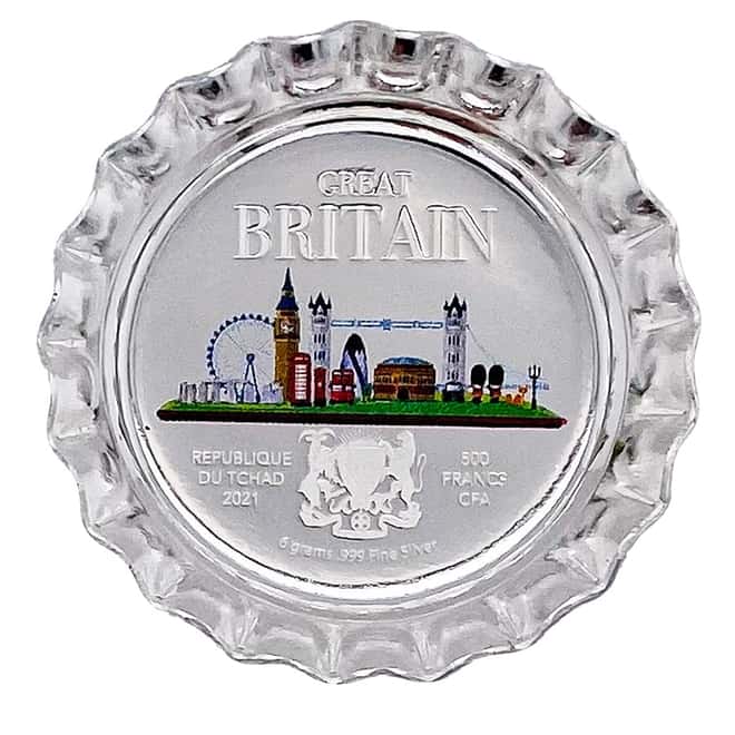 2021 Chad 6 gram World Landmarks - Great Britain Bottle Cap Proof Silver Coin .999 Fine (w/Box)