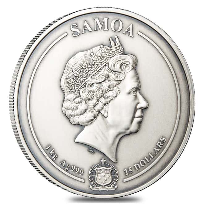 2021 1 kilo Silver Aztec Empire Multilayered High Relief Coin Samoa .999 Fine (w/Box & COA)