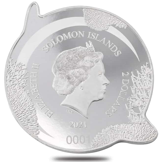 2021 1 oz Colorized Silver Whale Shark Solomon Islands $2 Coin .9999 Fine (w/Box & COA)