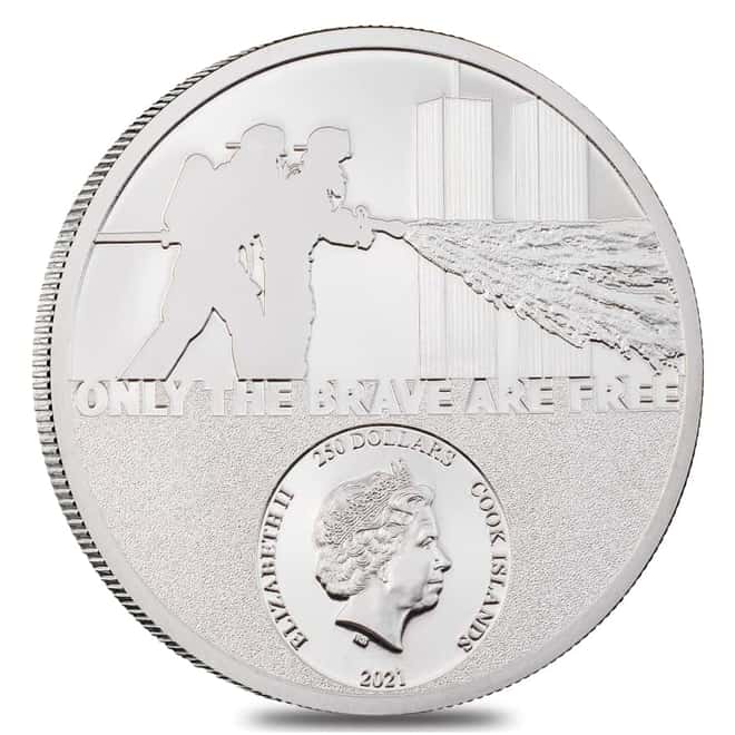 2021 1 oz Proof Platinum Real Heroes - Firefighter Coin Cook Islands .9995 Fine (w/Box & COA)
