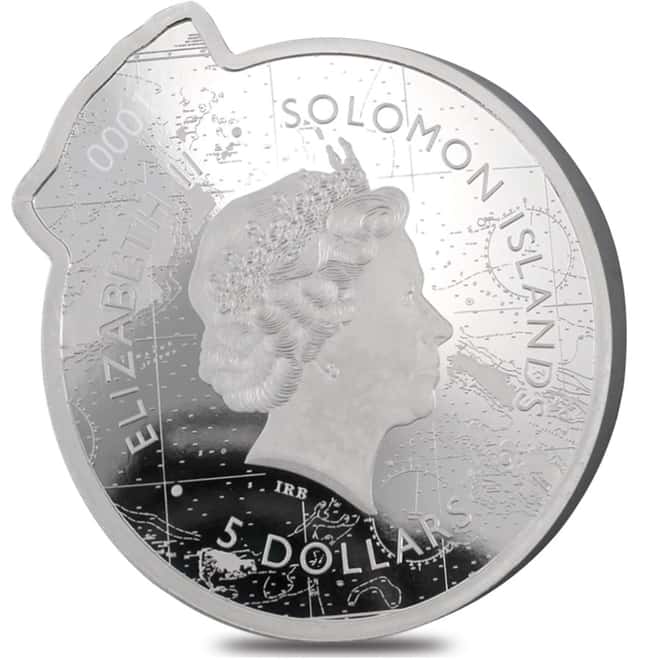 2021 2 oz Silver Great White Shark - Ocean Predators Solomon Islands $5 Coin .9999 Fine