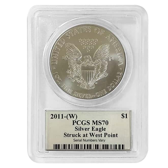 2011 (W) 1 oz Silver American Eagle $1 Coin PCGS MS 70 (John Mercanti Sign)