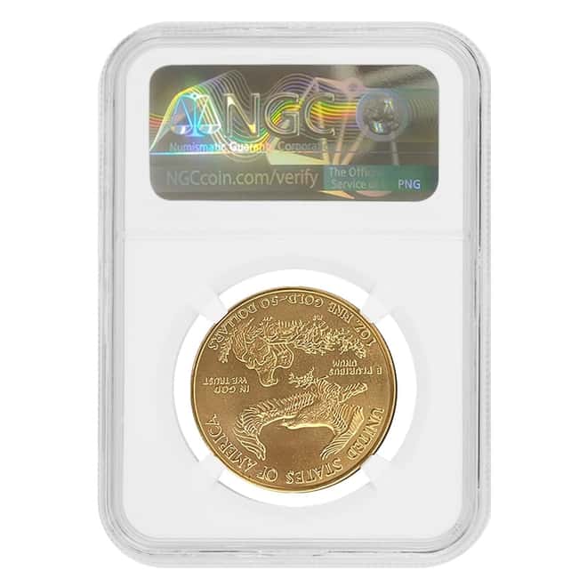 2004 1 oz $50 Gold American Eagle NGC MS 69 Mint Error (Obv Struck Thru)