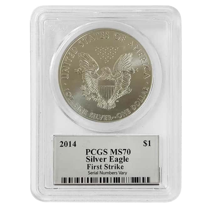 2014 1 oz Silver American Eagle $1 Coin PCGS MS 70 FS (John Mercanti Sign)
