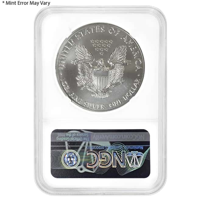 2021 (P) 1 oz Silver American Eagle NGC MS 69 ER Mint Error (Obv Struck Thru) Emergency Production