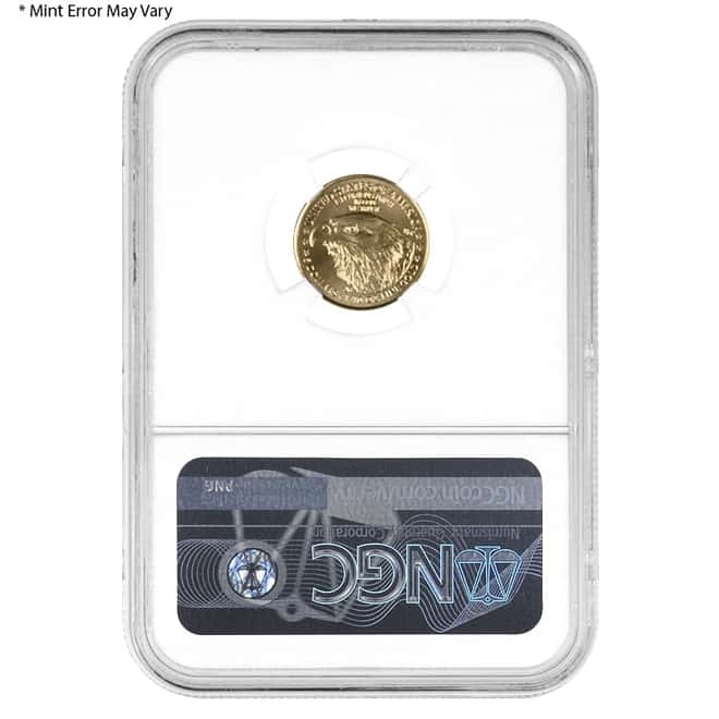 2021 1/10 oz Gold American Eagle Type 2 NGC MS 69 ER Mint Error (Obv Struck Thru)