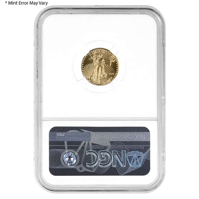 2021 1/10 oz Gold American Eagle Type 2 NGC MS 69 ER Mint Error (Rev Struck Thru)