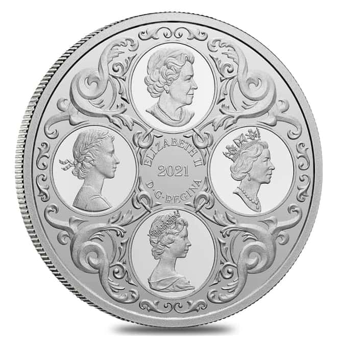 2021 Canada 1 oz Queen Elizabeth II Lover's Knot Tiara Silver Coin .9999 Fine (w/Box & COA)