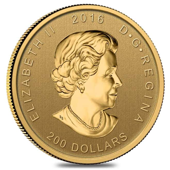 2016 1 oz Canadian Gold Roaring Grizzly - Call of the Wild $200 .99999 Fine Gold (In Assay)