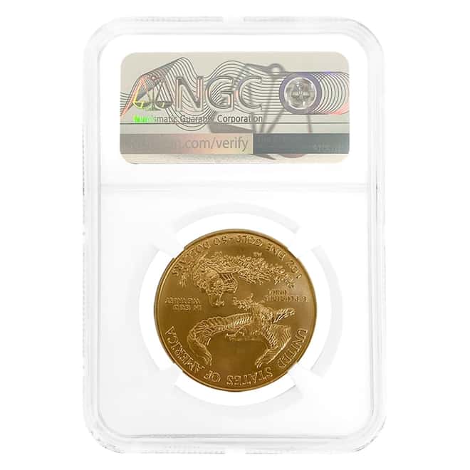 2008 1 oz $50 Gold American Eagle NGC MS 69 Mint Error (Obv Struck Thru)