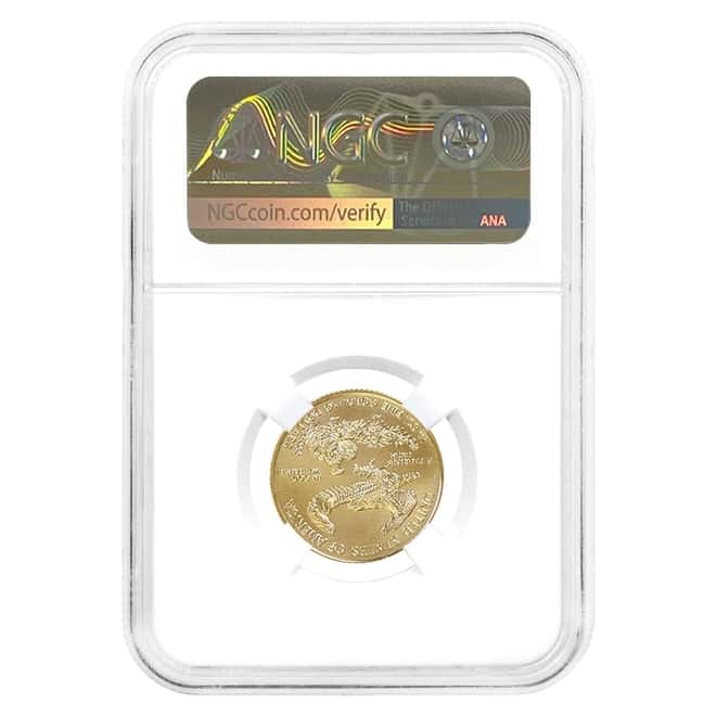 2020 1/4 oz $10 Gold American Eagle NGC MS 69 Mint Error (Struck in Rim)