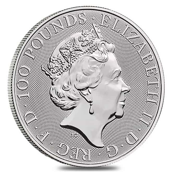 2022 Great Britain 1 oz Platinum Queen's Beasts White Greyhound of Richmond Coin .9995 Fine BU