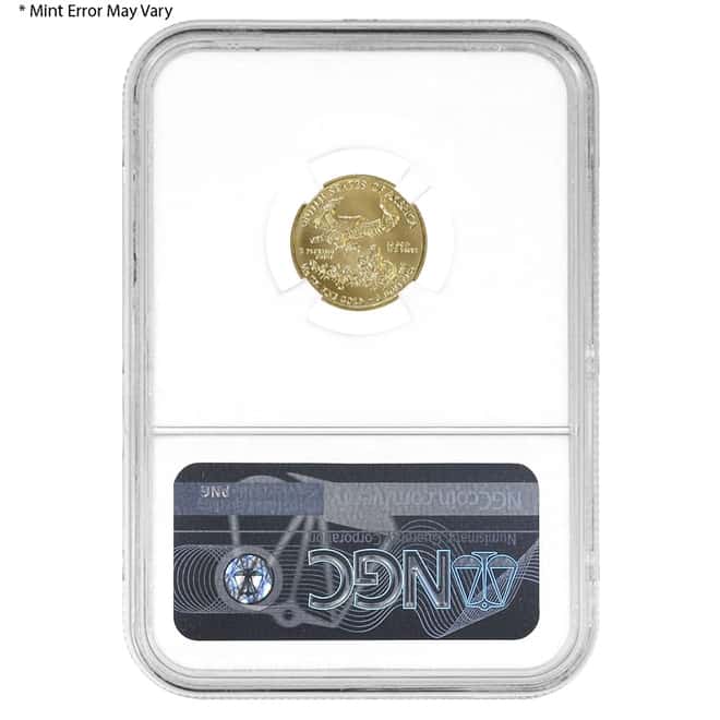 2021 1/10 oz Gold American Eagle NGC MS 69 Mint Error (Obv Struck Thru)