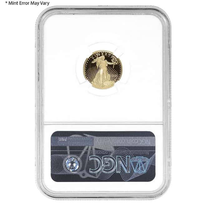 2021-W 1/10 oz $5 Proof Gold American Eagle Type 2 NGC PF 69 Mint Error (Rev Struck Thru)