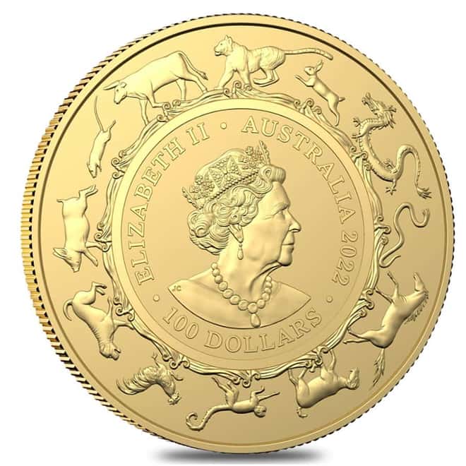 2022 1 oz Gold Lunar Year of the Tiger Coin .9999 Fine BU - Royal Australian Mint