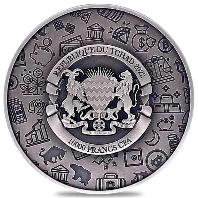 2022 Chad 2 oz Silver Inflation Protection Antiqued High Relief Coin .999 Fine (w/Box)