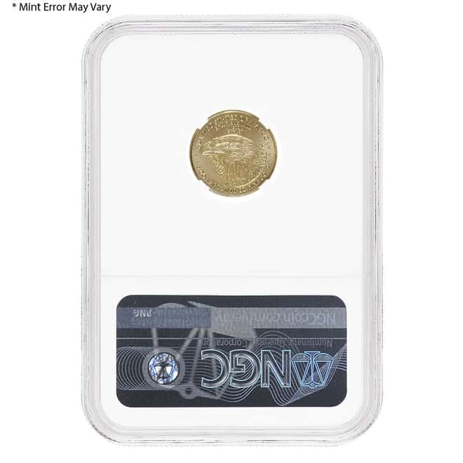 2021 1/10 oz Gold American Eagle Type 2 NGC MS 69 Mint Error (Minor Obv Struck Thru)
