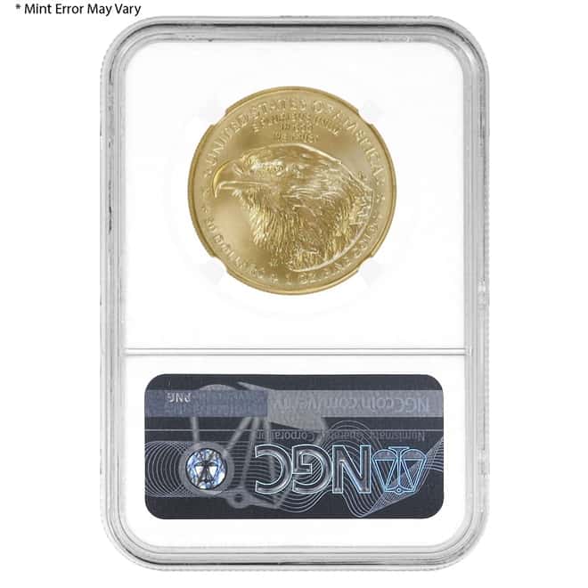 2021 1 oz Gold American Eagle Type 2 NGC MS 69 Mint Error (Obv Struck Thru)