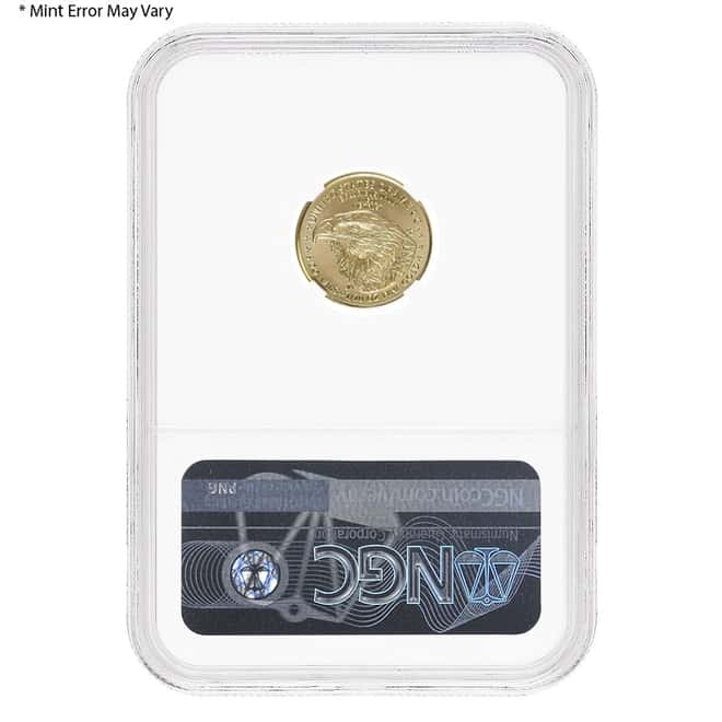 2021 1/10 oz Gold American Eagle Type 2 NGC MS 70 Mint Error (Minor Obv Struck Thru)
