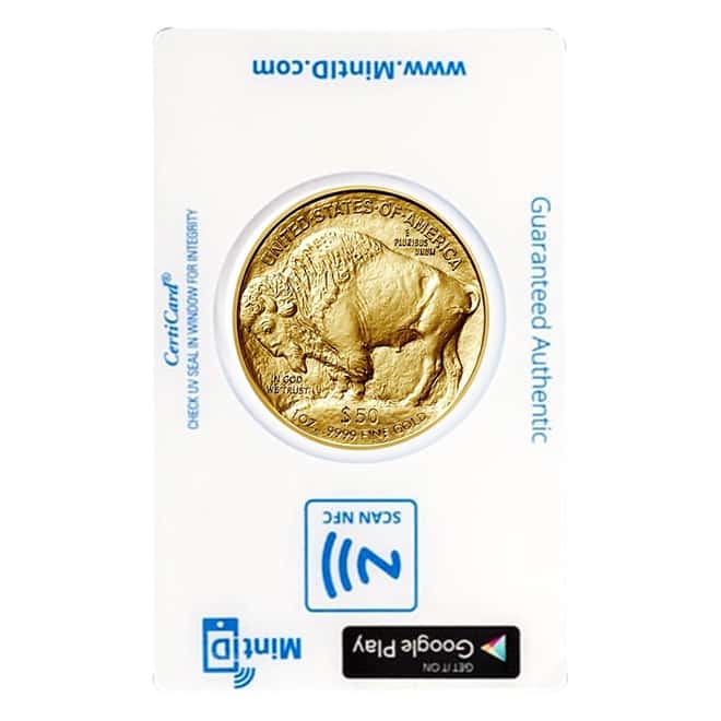 2021 1 oz Gold American Buffalo $50 Coin BU (In MintID NFC Scan Authentication Card)