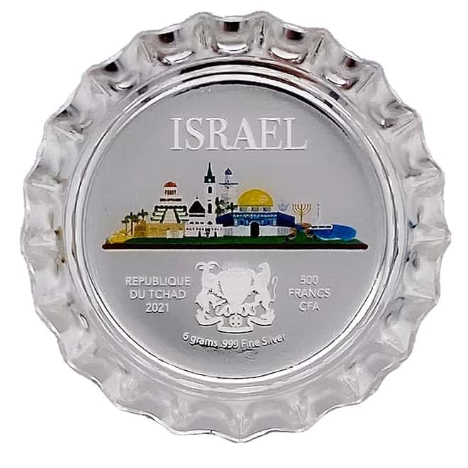 2021 Chad 6 gram World Landmarks - Israel Bottle Cap Proof Silver Coin .999 Fine (w/Box)